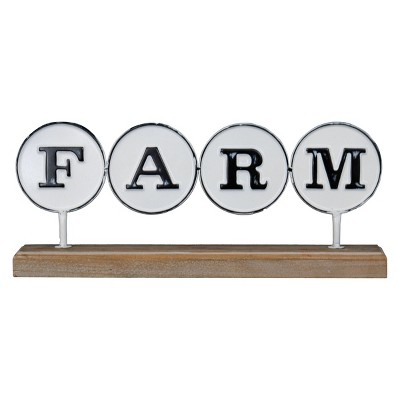 "Farm" Metal and Wood Decorative Table Top Sign - Foreside Home & Garden