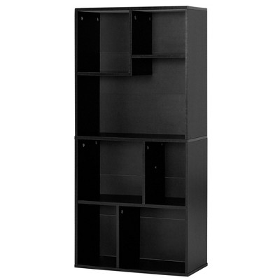 VECELO 7 Cube Bookshelf 4 Tier Mid-Century Modern Bookcase with Storage