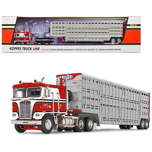 Kenworth K100 COE Red & White with 45' Wilson Vintage Livestock Trailer  