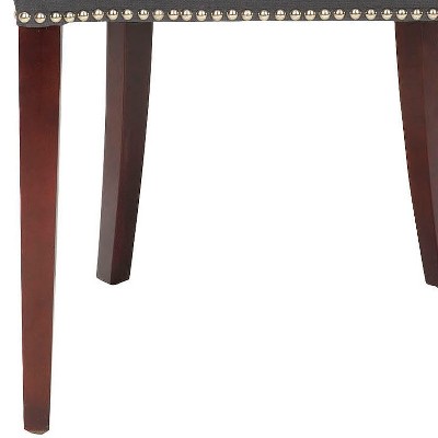 Charcoal Linen Upholstered Dining Side Chair Set with Mahogany Legs