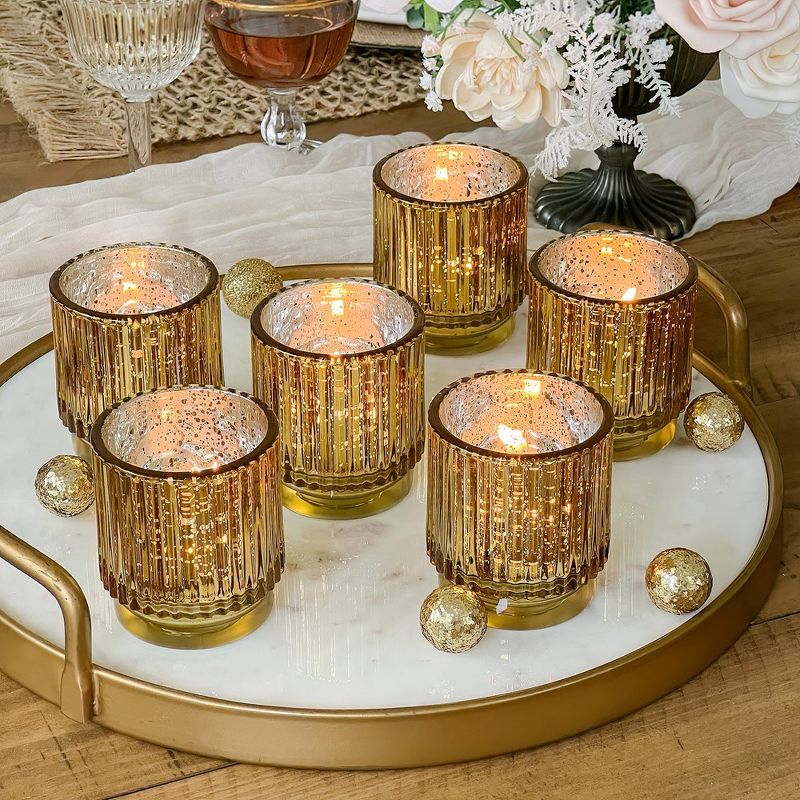 Ribbed Glass Votive Candle Holder (Set of 6), 2 of 13