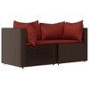 vidaXL Patio Corner Sofas with Cushions 2 pcs Brown Poly Rattan - 2 of 4