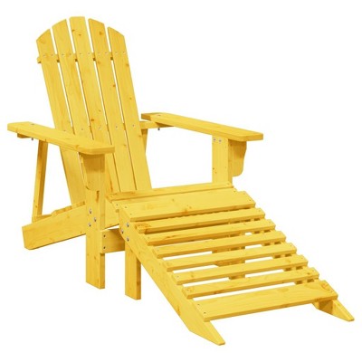 vidaXL Adirondack Chair with Ottoman - Yellow Solid Wood for Patio Garden Outdoor Comfort
