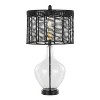 LumiSource (Set of 2) Jenna 26" Contemporary Glass Table Lamps: UL Listed, Beige Drum Shade, E26 Base - 3 of 4