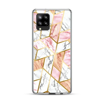 MyBat Fusion Protector Cover Case Compatible With Samsung Galaxy A42 5G - Electroplated Pink Marbling