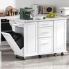 NicBex Modrn Kitchen Island with Drop Leaf & Pull Out Trash,Rolling Kitchen Cart with Wheels & Drawers,Storage Cabinet Folding Dining Table - 3 of 4