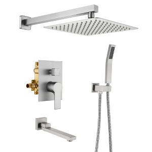 CLIHOME Single Handle 1-Spray Wall Mounted Tub and Shower Faucet 1.8 GPM with 10 in. Shower Head (Valve Included) - 1 of 4
