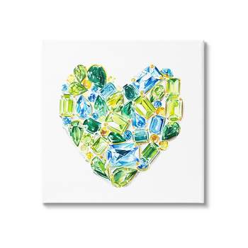 Stupell Industries Green Gemstones Heart Canvas Wall Art