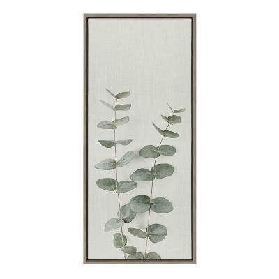 18" x 40" Sylvie Eucalyptus Botanical II by The Creative Bunch Studio Framed Wall Canvas Gray - Kate & Laurel All Things Decor