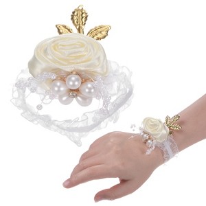Unique Bargains Wrist Corsage Artificial Flower Elastic Band Fabric Wrist Corsage Bracelet - 1 of 4