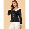 INSPIRE CHIC Women's Boat Neck Long Sleeve Heart Print Button Down Shirt - 4 of 4