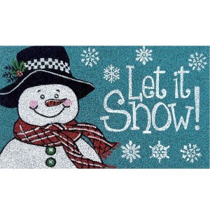 Briarwood Lane Winter Coir Doormat 30x18 Happy Let It Snow Snowman For Winter Coir Doormat - 1 of 3