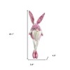 HomeRoots 20" Pink and White Fabric Rabbit Easter Standing Gnome Tabletop Sculpture - 3 of 4