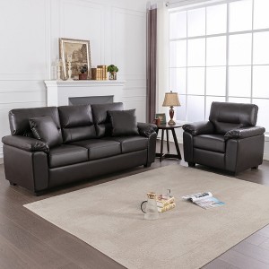 Faux Leather Sofa and Chair ,Ultimate Comfort Couch for Living Room-Morden Fort - 1 of 4