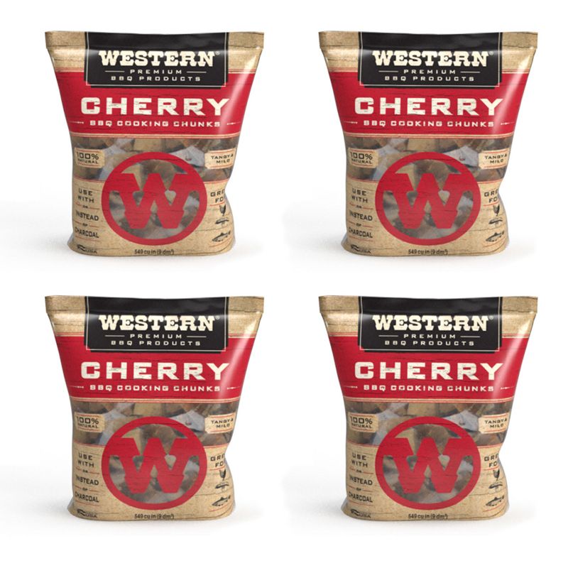 Western BBQ Smoking Barbecue Pellet Wood Grill Cooking Chip Chunks, Cherry (4-Pack), 1 of 4