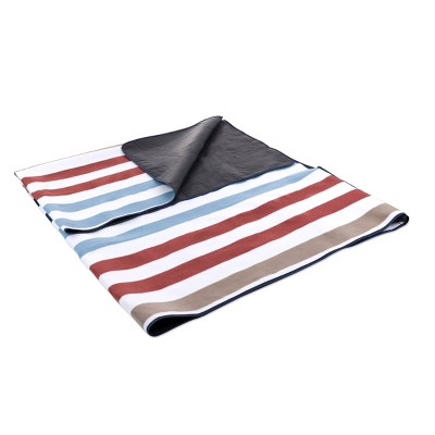 Extra Large Coastal Stripe Fleece Outdoor Picnic Blanket