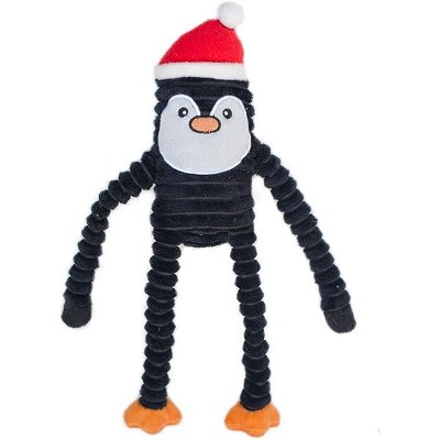 ZippyPaws Holiday Crinkle Squeaky Penguin Plush Dog Toy, Small