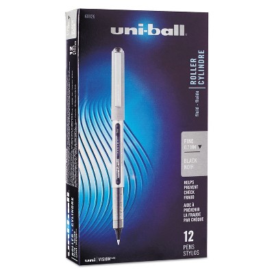 uni-ball Stick Roller Ball Pen Fine 0.7mm Black Ink Black/Gray BarrelStand 60126