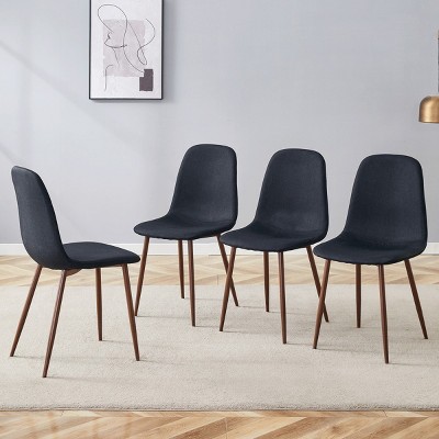 Modern Linen Fabric Upholstered Accent Chairs Set Of 4,Dining Chair with Metal Legs,Armless Dining Chair for Small Space Kitchen-Coolbibila