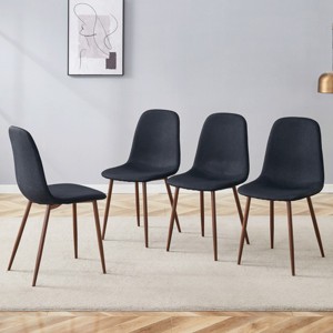 Modern Linen Fabric Upholstered Accent Chairs Set Of 4,Dining Chair with Metal Legs,Armless Dining Chair for Small Space Kitchen-Coolbibila - 1 of 4