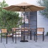 Merrick Lane 7 Piece Dining Set with Umbrella & Base - Steel Framed Table with Umbrella Hole & 4 Club Chairs - 2 of 4