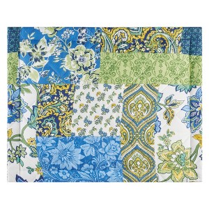 Collections Etc Alexandria Floral Patchwork Quilted Pillow Sham Gender Neutral Blue - 1 of 2