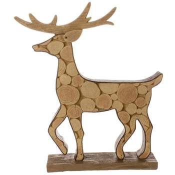 Raz Imports 18.75" Country Cabin Faux Wood Deer Decorative Christmas Table Top Figurine
