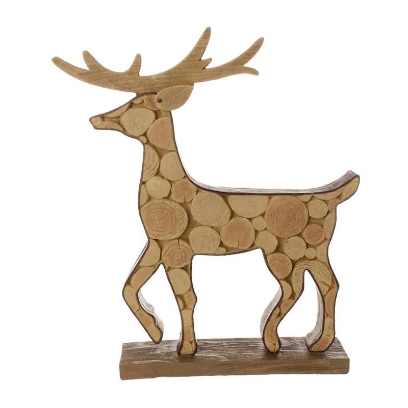 Raz Imports 18.75" Country Cabin Faux Wood Deer Decorative Christmas Table Top Figurine, 1 of 2