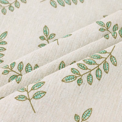 Leaf-Printed Beige and Green Cotton Pillow Covers 20'' x 20''
