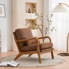 KTMBDW Mid-Century Accent Chair Modern Retro Leisure Chair with Oak Frame Upholstered Single Sofa Armchair for Living Room, Bedroom, Orange - 2 of 4