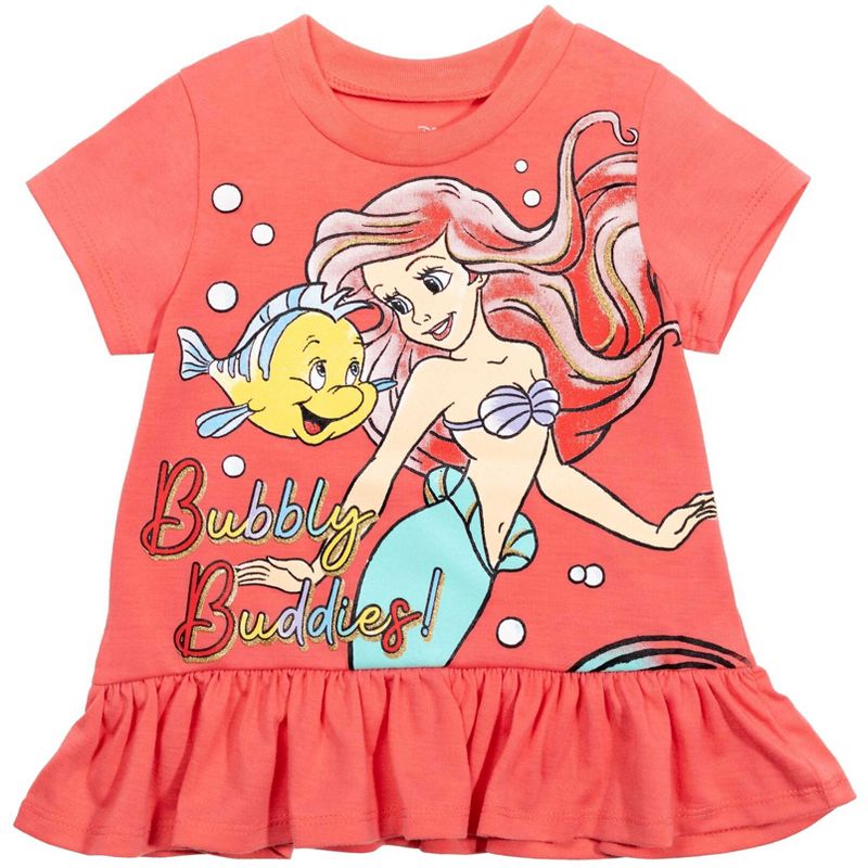 Disney Minnie Mouse Princess Frozen Little Mermaid T-Shirt Leggings and Scrunchie 3 Piece Outfit Set Infant to Big Kid, 3 of 10
