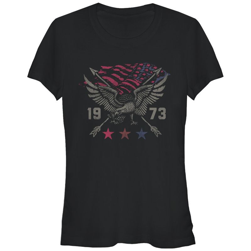 Juniors Womens Lost Gods 1973 Eagle American Flag T-Shirt, 1 of 4