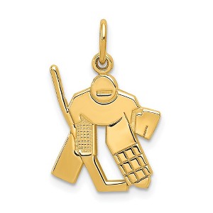 Black Bow Jewelry 14k Yellow Gold Satin Hockey Goalie Charm - 1 of 4