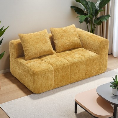 64.2" Chenille Minimalist Loveseat Sofa with Sleeper & Deep Seat