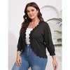 Womens 3/4 Sleeve Knit Cardigan Casual Scallop Hemline Open-Front Shrug Sweaters - 4 of 4