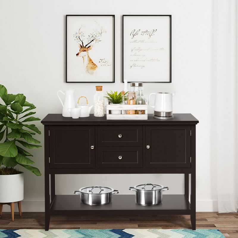 Costway Sideboard Buffet Table Wooden Console Table w/ Drawers & Storage Cabinets Blue/Brown/Gray/Beige, 4 of 11