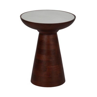Wooden Accent Table with Marble Top - Modern Home Decor - Solid Wood Base - Ideal for Living Room, Bedroom & Office