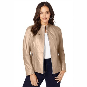Jessica London Zip Front Leather Jacket - 1 of 4