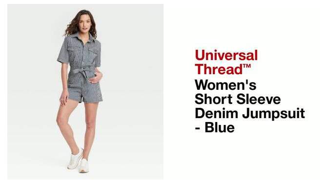 Women's Short Sleeve Denim Jumpsuit - Universal Thread™ Blue, 2 of 9, play video