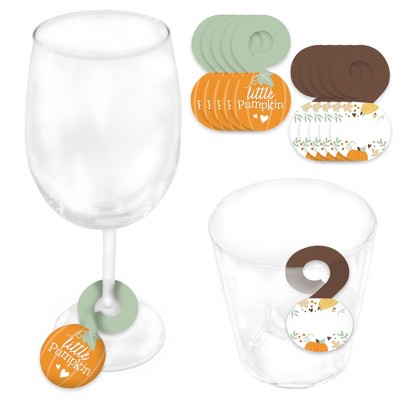 Big Dot of Happiness Little Pumpkin - Fall Birthday Party or Baby Shower Paper Beverage Markers for Glasses - Drink Tags - Set of 24