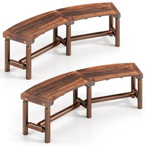 Tangkula 2PCS Patio Curved Bench for 2-3 People Outdoor Loveseat for Backyard Garden - 1 of 4