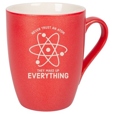 100 North Atom Chemistry 10 Ounce Crimson Red Metallic Finish, Comfortably Fits Your Hands, New Bone China Coffee Tea Cup Mug, Never Trust An Atom
