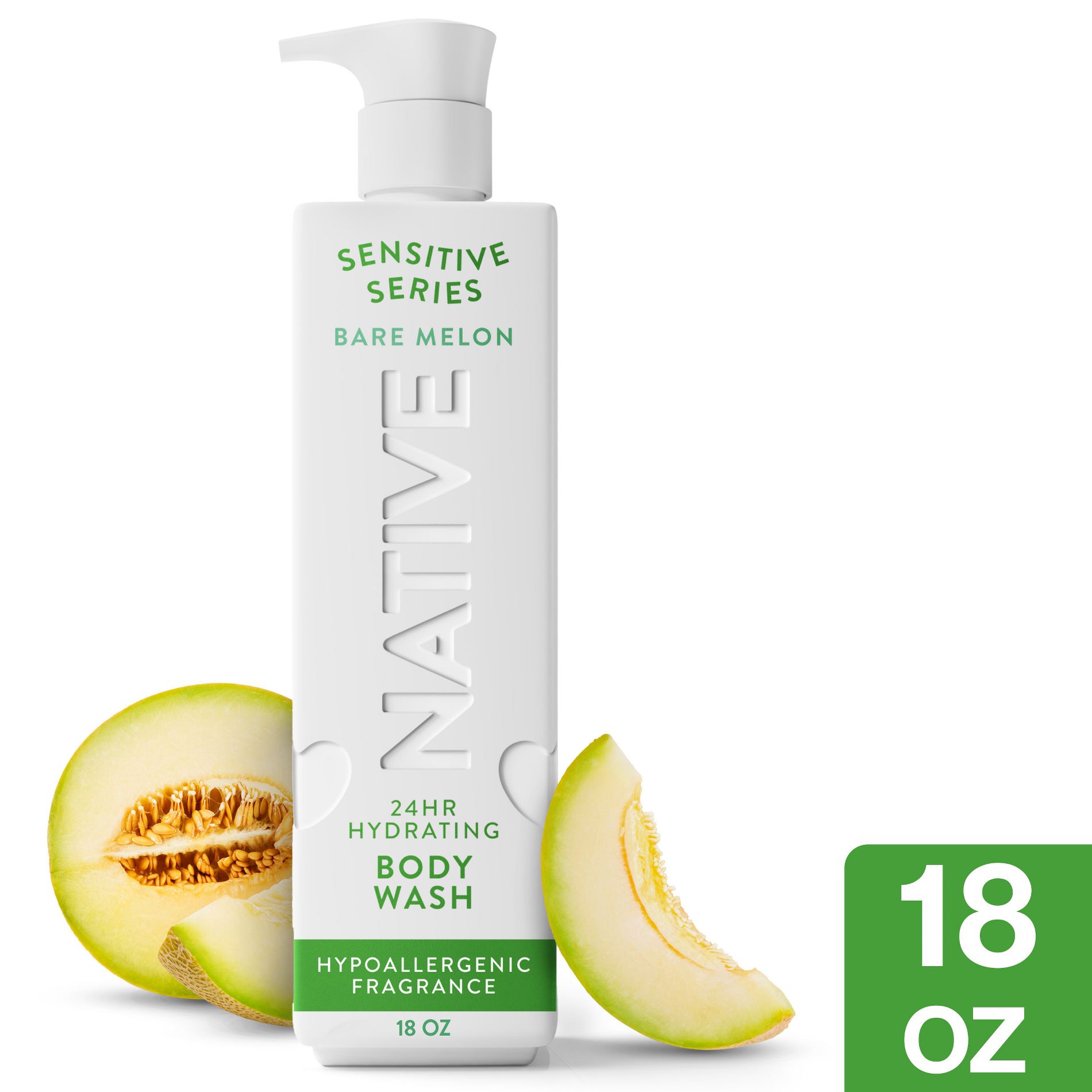 Native Sensitive Series Hypoallergenic Fragrance 24-Hour Hydrating Body Wash - Bare Melon - 18 fl oz