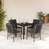 vidaXL 5 Piece Patio Dining Set - PE Rattan Outdoor Furniture with Cushions and Tempered Glass Table, Gray - 2 of 4