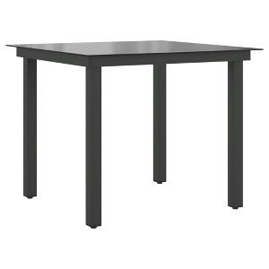 vidaXL Garden Dining Table Black Aluminum and Glass Medium Durable - 1 of 2