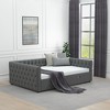 NicBex Full Daybed with Twin Trundle, Velvet Sofa Bed with Tufted Button Back, Upholstered Day Bed with Copper Nail Design - 3 of 4