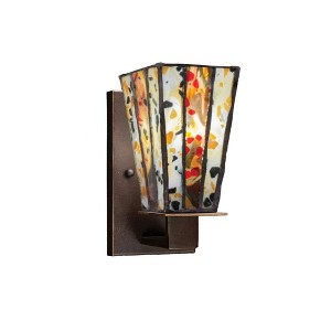 Toltec Lighting Apollo 1 - Light Sconce in  Dark Granite with 5" Square Fiesta Art Glass Shade - 1 of 1