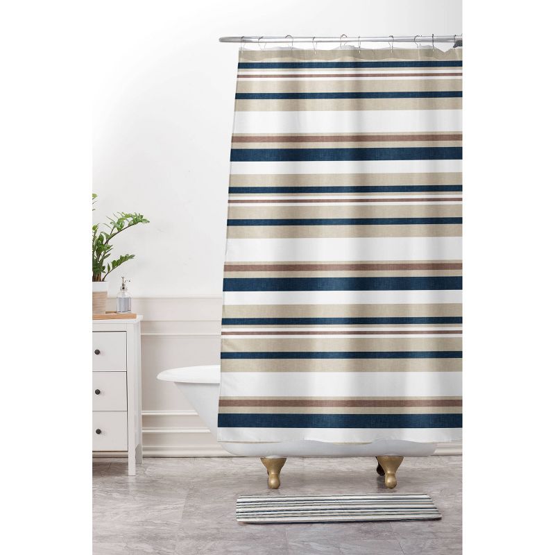 Little Arrow Design Co Multi Striped Shower Curtain Blue/Brown - Deny Designs, 4 of 8