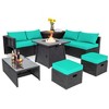 Costway 9PCS Patio Rattan Furniture Set Fire Pit Space-saving W/ Cushion cover - image 3 of 4