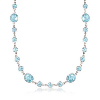 Ross-Simons 55.00 ct. t.w. Bezel-Set Blue Topaz Necklace in Sterling Silver Size 20
